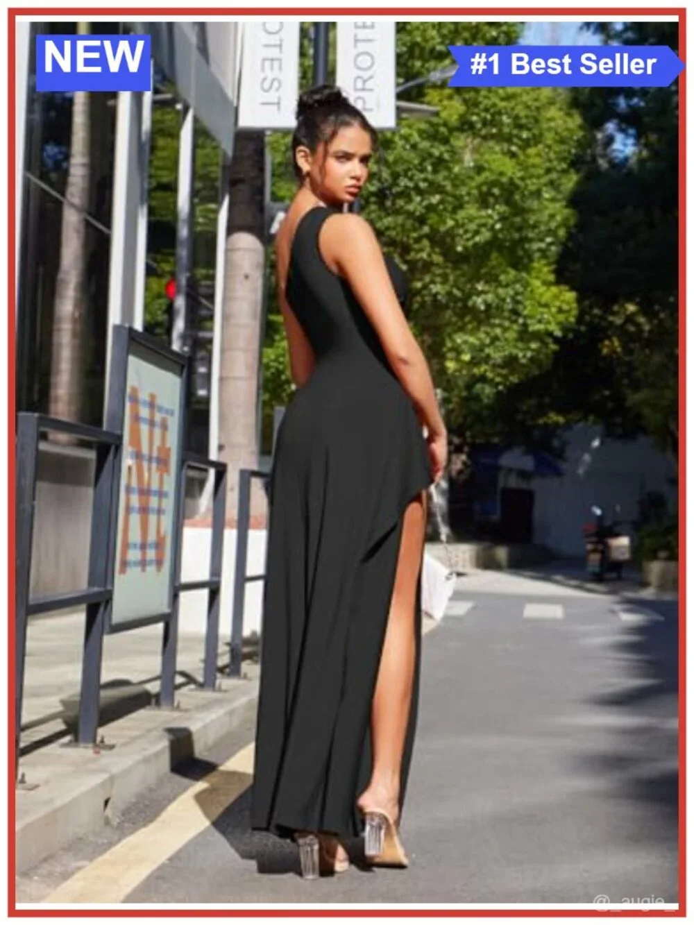 One Shoulder Sleeveless High Split Mermaid Formal Dress Women's Stretch Bodycon